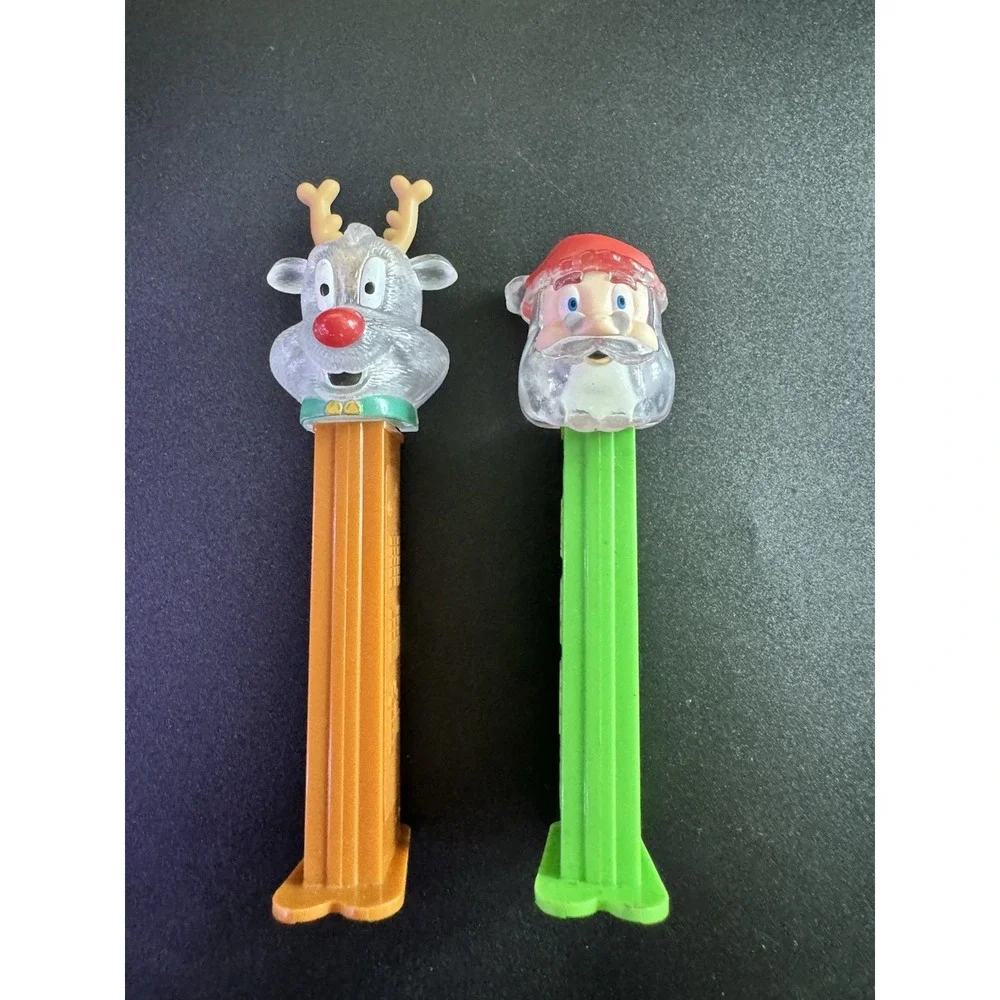 Lot Of Pez Dispensers (2) Santa 2012 & Rudolph Reindeer 2012 - Christmas - Clear